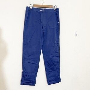 Chico’s Roll Tab Cuff Crop Cargo Pants Women Size 00 Blue Pockets